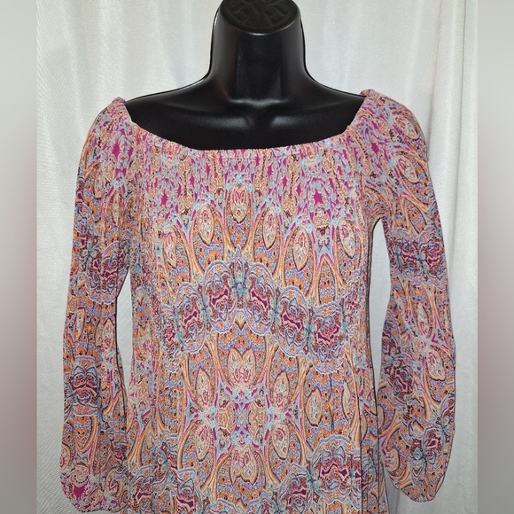 A New Day Smocked Ruffled Blouse in Pink and Orange - Picture 2 of 7